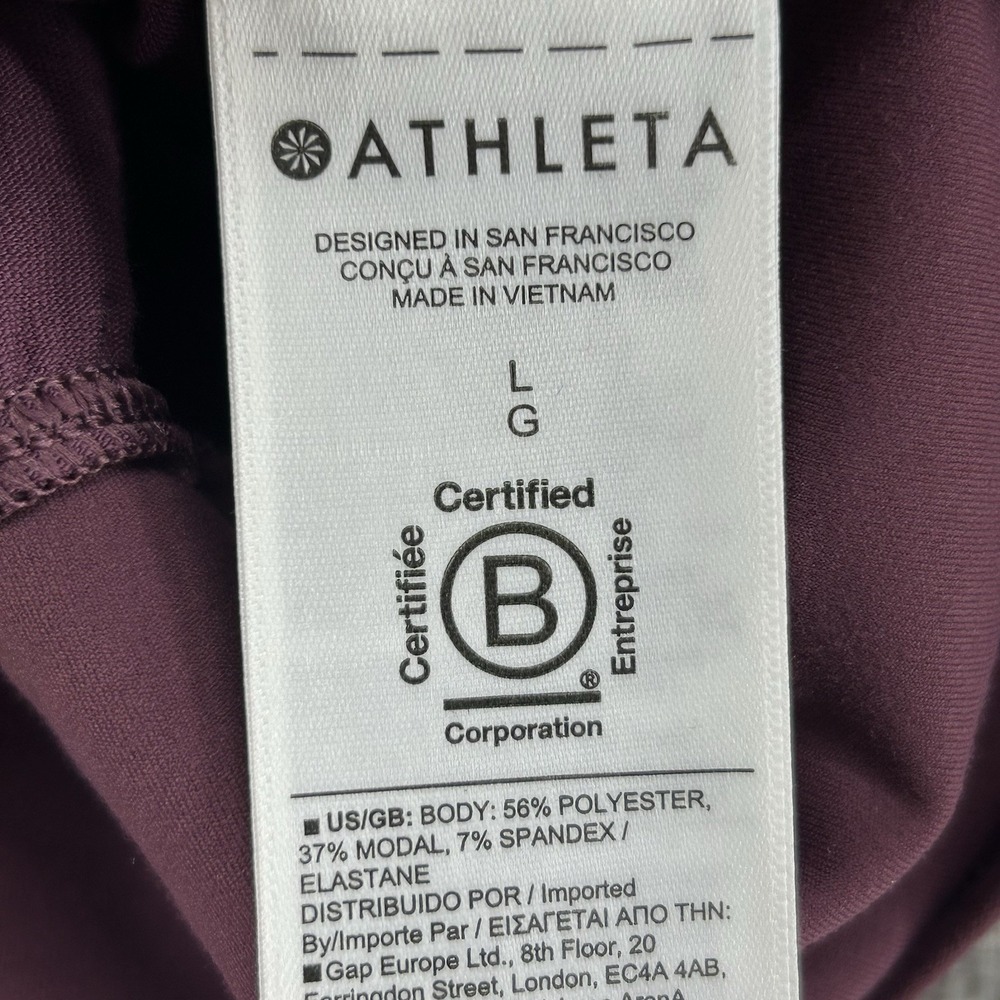 Athleta Ease In Hybrid Tee Sleeveless Woman Size Large Burgundy Activewear - Picture 4 of 9